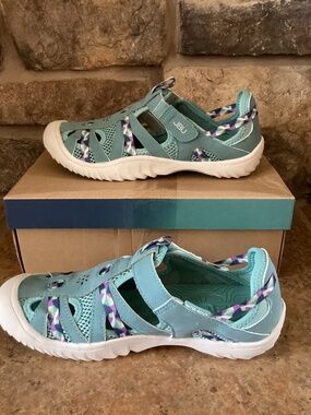 JBU Women 9 Regional Water Ready Hook And Loop Sneaker Shoes Aquatic Teal New